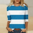 thumbnail image 4 of Jalioing Women's 3/4 Sleeve Striped Tops Fashion Casual Crew Neck Shirts Trendy Basic Pullover Tees Clothes, 4 of 5