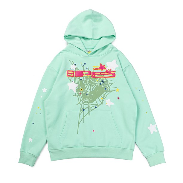 Sudadera con capucha rosa con la misma letra de espuma del cantante de hip-hop Sp5der Young Thug 5555553816 verde.
