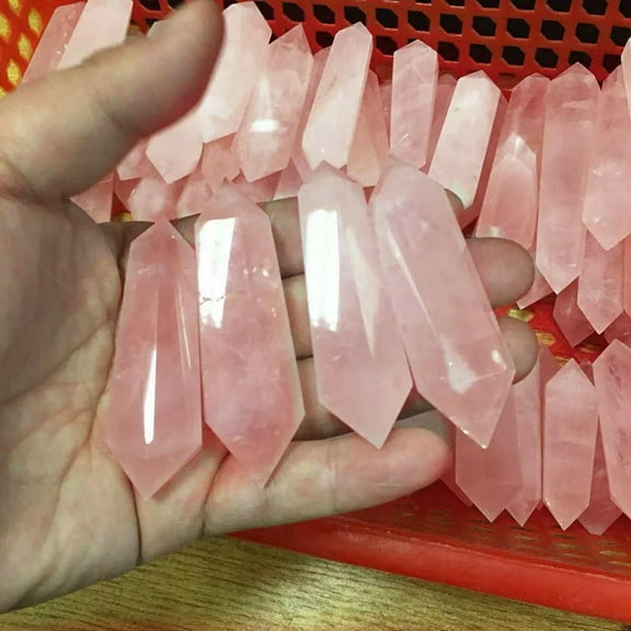 VIVIDELLE 50-60mm Natural Rose Quartz Crystal Point Wand Mineral Rock Stone Healing Reiki