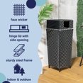 thumbnail image 6 of happimess Keaton Modern 24.13-Gallon All-Weather Wicker/Metal Lidded Hideaway Outdoor Trash Can, Dark Navy/White, HPM1203E, 6 of 9