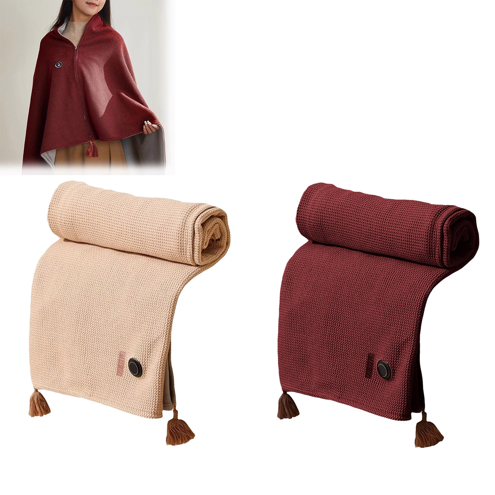 Heating Three USB Car Outdoor Camping Heating Cordless Outdoor Throw Blanket Heated,Portable Heated Shawl,Battery Operated,Electric Rechargeable for Camping