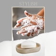 thumbnail image 6 of Stylish Matte Beige Soap Dish with Natural Bamboo Base - Polyresin Soap Holder for Contemporary Home, 6 of 7