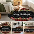 thumbnail image 5 of Round Rugs 7 Ft, Red Plaid Christmas Non Slip Area Rugs for Kitchen Bedroom Entryway, Xmas Snowflake Botanical Poinsettia Washable Carpet Runner Rug Floor Mats for Bedroom Home Decor, 5 of 9