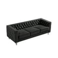 thumbnail image 5 of Gewnee Black 3-Seater Velvet Accent Chair - Solid Eucalyptus Frame, Acrylic Crystal Legs, Removable Cushions & Pillows for Living Room/Bedroom, 5 of 11