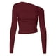 thumbnail image 4 of Top corto de manga larga con hombros descubiertos para mujer - Camiseta ajustada con cuello barco - Ropa informal para salir - S-L, 4 of 4