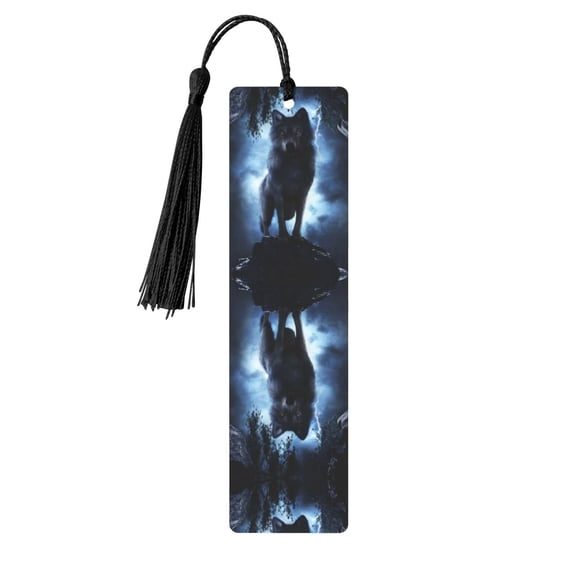 Kdxio Night Scene of Wolves Print Metal Tassel Bookmarks,Perfect Gift for Art Lovers and Bookworms Metal Bookmarks for Women