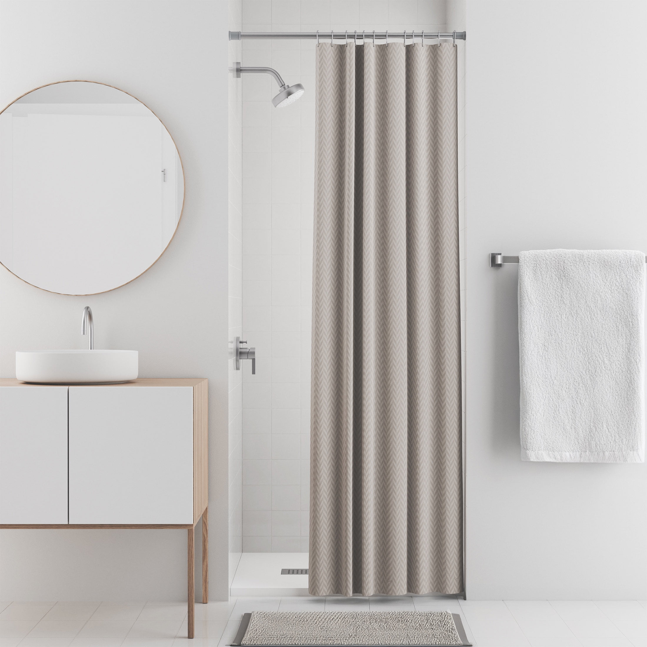 Mainstays Adjustable Tension Shower Curtain Rod for Small or Stall Showers, 27” - 40", Nickel