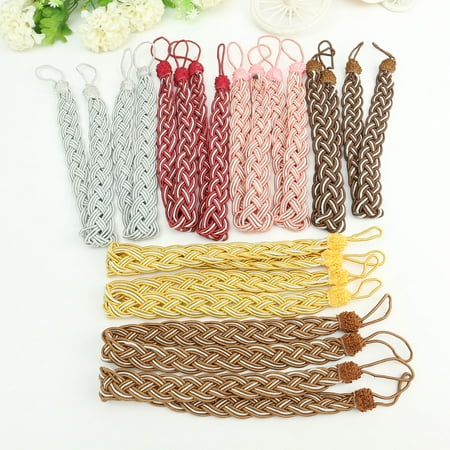 2pcs Vintage Knitted Rope Window Curtain Tiebacks Fringe Tie Backs