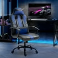 thumbnail image 2 of Vinsetto Office Chair High Back Racing Style Gaming Chair Adjustable PU Leather Swivel Computer Task Seat with Lumbar Support and Pillow Blue, 2 of 10