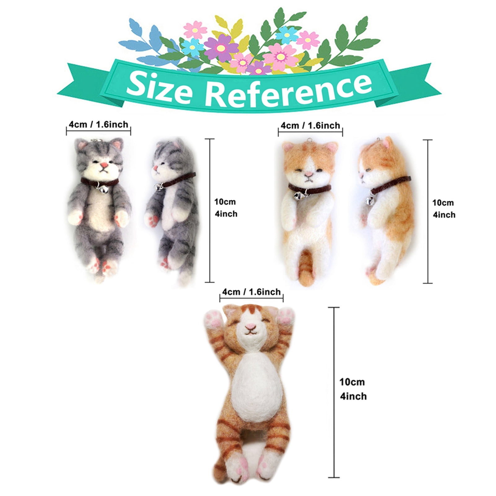 3 Lovely Kitten Needle Felting Kits for Beginners - We Are Friends - 4 inch DIY Craft Kit for Christmas Day