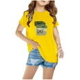 thumbnail image 2 of Cethrio Kids Girls T Shirts, Printed Short Sleeve Casual Crewneck Summer Tops Yellow Size 5T, 2 of 4