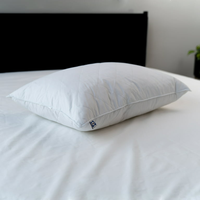 Peace Nest Goose Feather Down Pillow White Quilted Cotton Cover Set of 2, Diamond-Navy, Standard/Queen