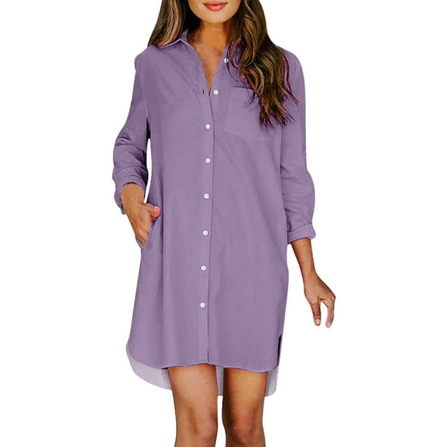 Robe Décontractée à Manches Longues Col Roulé avec Poche - Polyester Spandex, Ourlet Fendu pour Automne/hiver