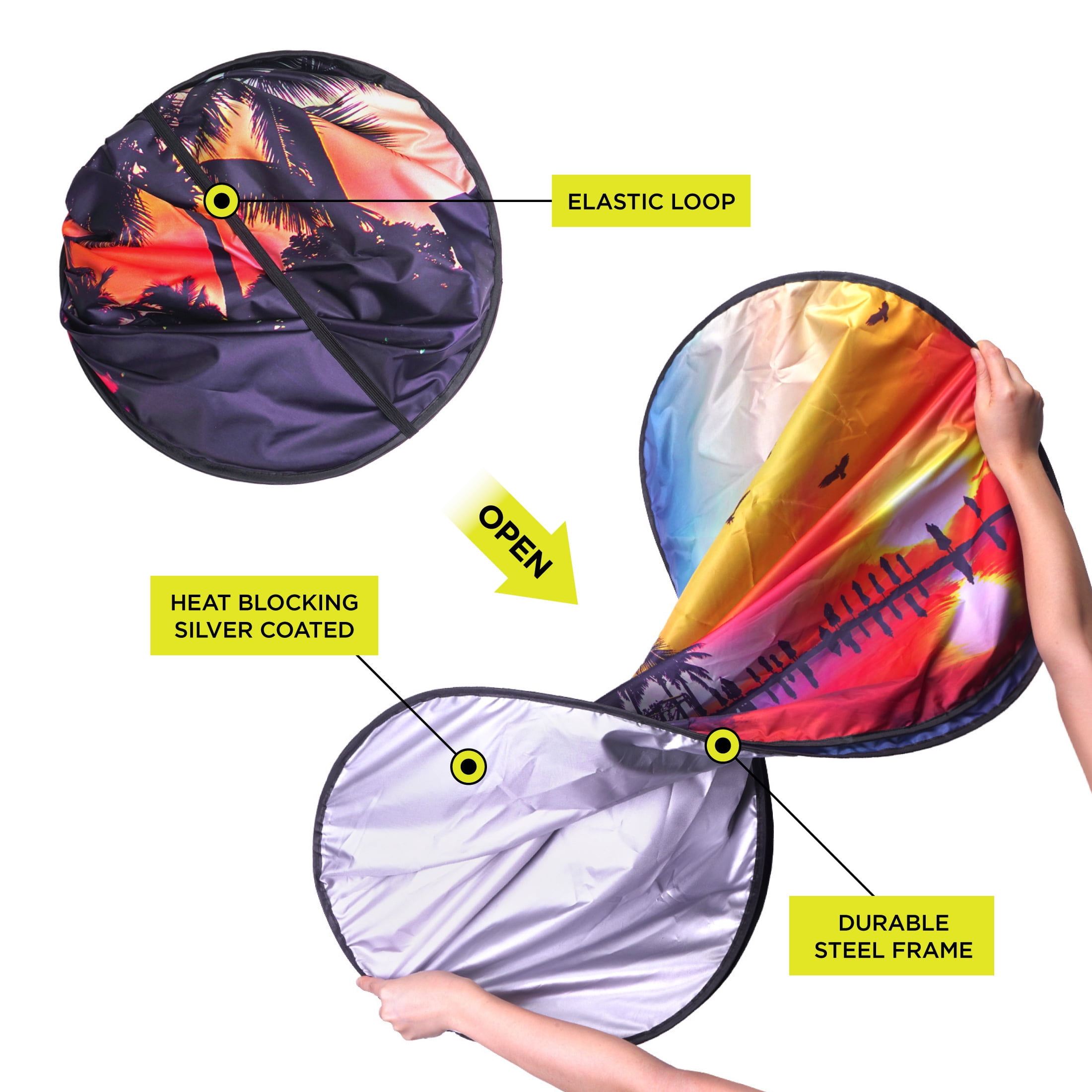 Auto Drive Super Jumbo Tropical Twist Sunshade 2 Counts 31.5" x 38"