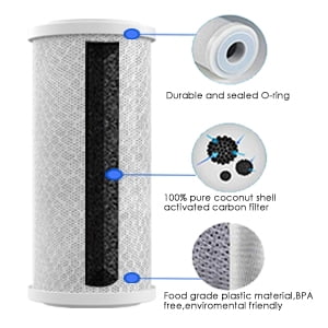 Premier Big Blue 10" Water Filter - Carbon Block Water Cartridge 4.5" x 10" Whole House Water Filter Replacement Cartridge, CTO