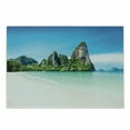 thumbnail image 1 of Landscape Cutting Board, Scenic View of a Beach with Greenery and Limestone Rocks Summer Journey, Decorative Tempered Glass Cutting and Serving Board, Small Size, Multicolor, by Ambesonne, 1 of 1