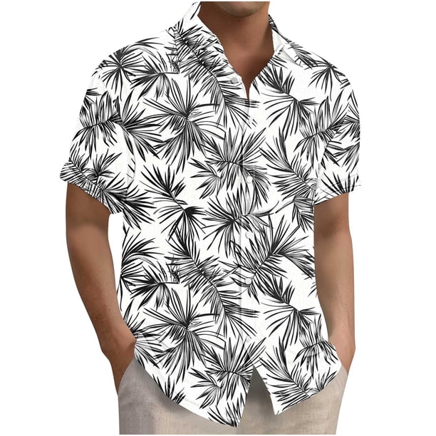 Blusa y camisa de manga corta con cuello vuelto para hombre, camisa hawaiana informal con estampado floral, camisa de manga corta con solapa, blusa, camisa de poliéster para hombre