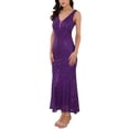 thumbnail image 4 of INSPIRE CHIC Vestido de cóctel maxi sin mangas con lentejuelas y escote en V para mujer color púrpura M, 4 of 6
