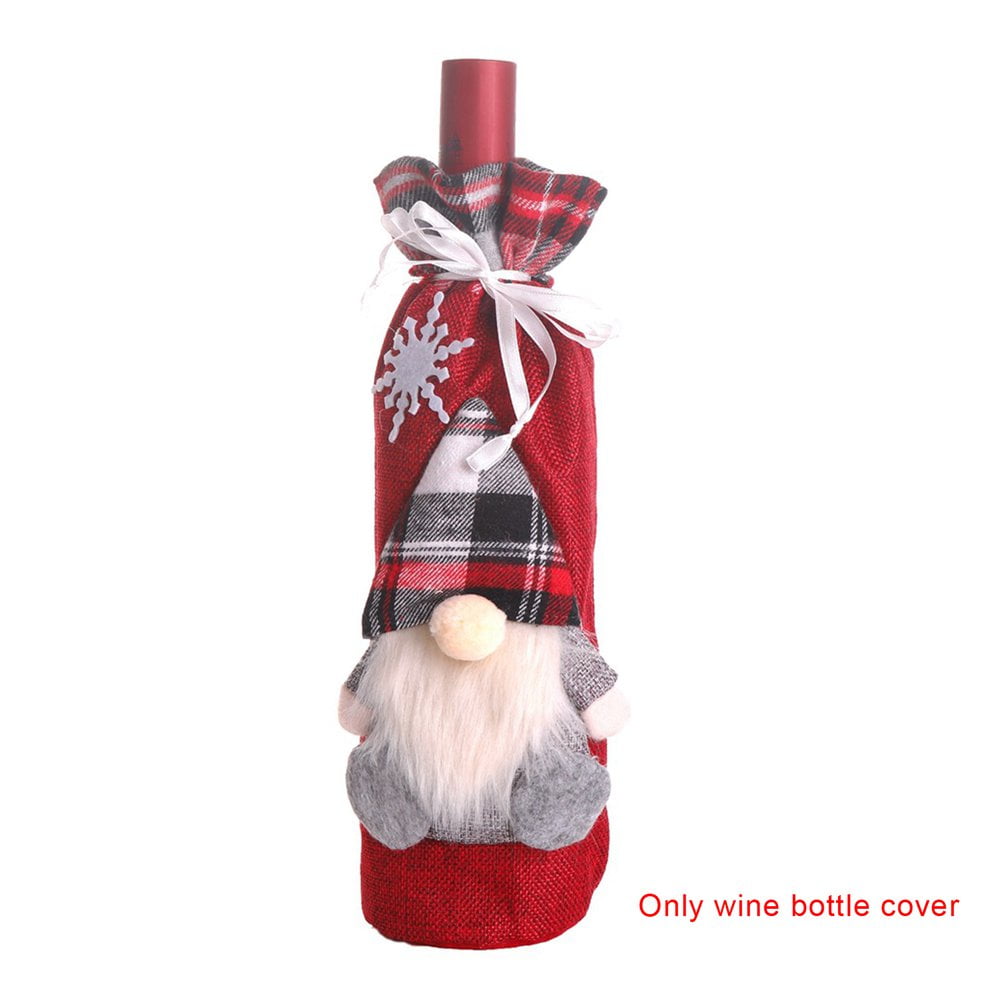 Christmas Santa Claus Wine Bottle Cover Champagne Gift Bag Table Party Decor 