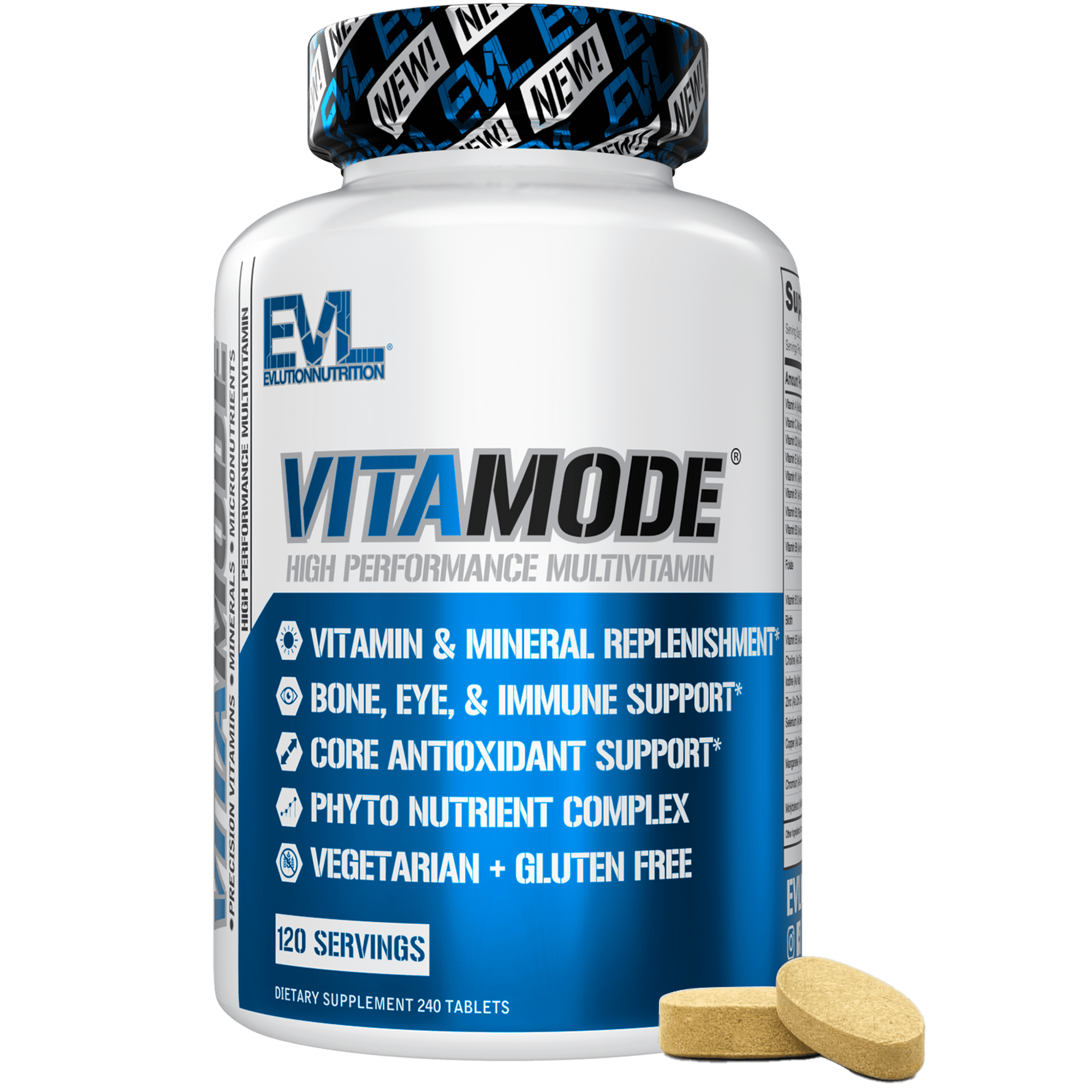 Evlution Nutrition VitaMode High Performance Men's Multivitamin for Immune Defense, Energy & Brain Support 240ct Tablets