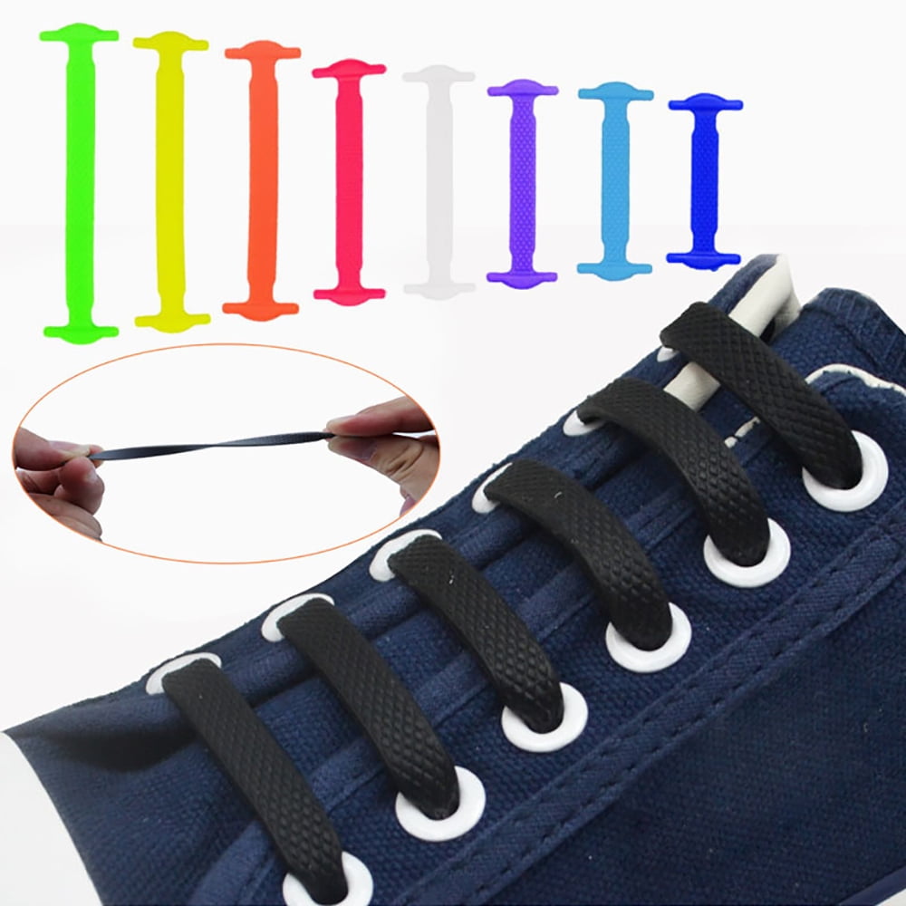 Heflashor 12pcs No Tie Shoelaces for Kids and Adults Stretch Silicone Elastic No Tie Shoe Laces