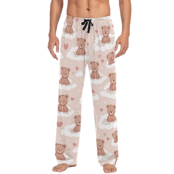 Wobogo Love Teddy Bear Pajama Pants For Men Men's Separate Bottoms Lounge Pants