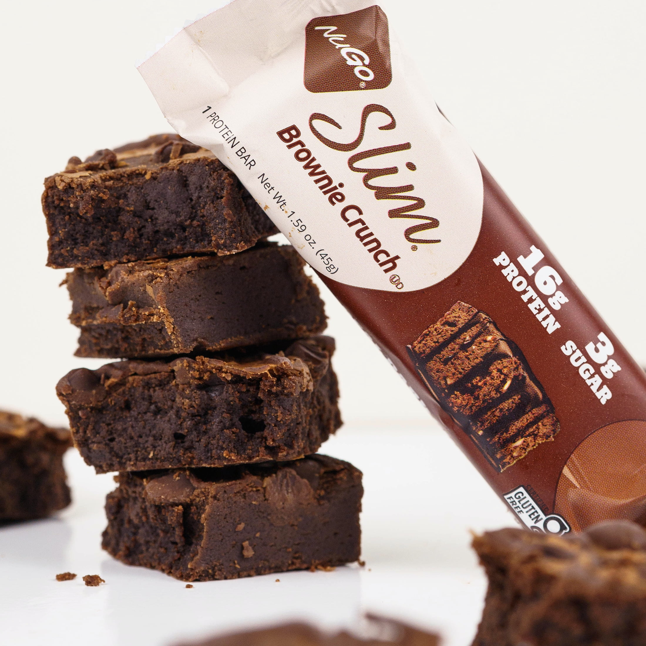NuGo Slim Variety - Crunchy Peanut Butter 12 bars & Brownie Crunch 12 bars, 16g Protein, Keto Friendly, Gluten Free, 24 count