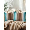 thumbnail image 2 of Outdoor Throw Pillow Set of 2, Aqua Teal Waterproof Pillow with Insert Included, Farmhouse Wood Grain Vintage Brown Striped Decorative Accent Cushion Lumbar Pillows for Patio Porch, 12 x 20 In, 2 of 8