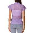 thumbnail image 3 of INSPIRAR CHIC Blusa de Mujer con Cuello Alto y Espalda con Abertura para el Día de San Valentín, Manga Corta, Semi Transparente, L Color Púrpura Claro, 3 of 5