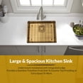 thumbnail image 3 of Strictly Sinks 23 Inch Undermount Kitchen Sink – Gold Single Bowl 16 Gauge Stainless Steel Bar Prep Kitchen Sink Stain Resistant – With 1 Square Disposal Adapter, 1 Strainer Drain & Bottom Grid, 3 of 7