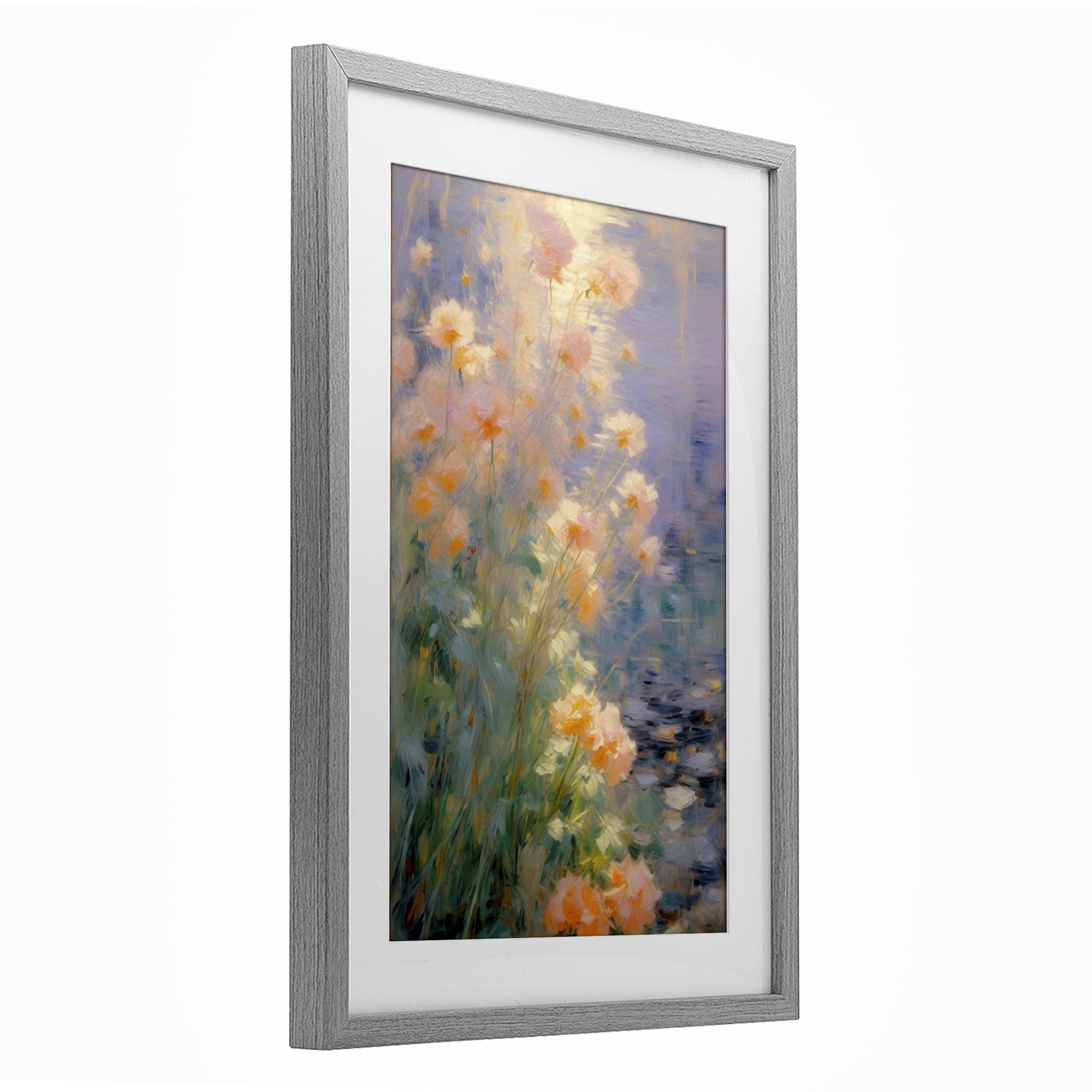 Stupell Industries Sunlit Pastel Blossoms Impression Gray Framed Print Under Glass, design by Angie Hawke