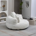 thumbnail image 2 of High Back Chenille Bean Bag, Single Gaming Sofa with High Density Foam Filling and 3 Pillows, Lazy Sofa Lounge Chair, Accent Floor Soft for Adults and Kids, Beige, 2 of 7