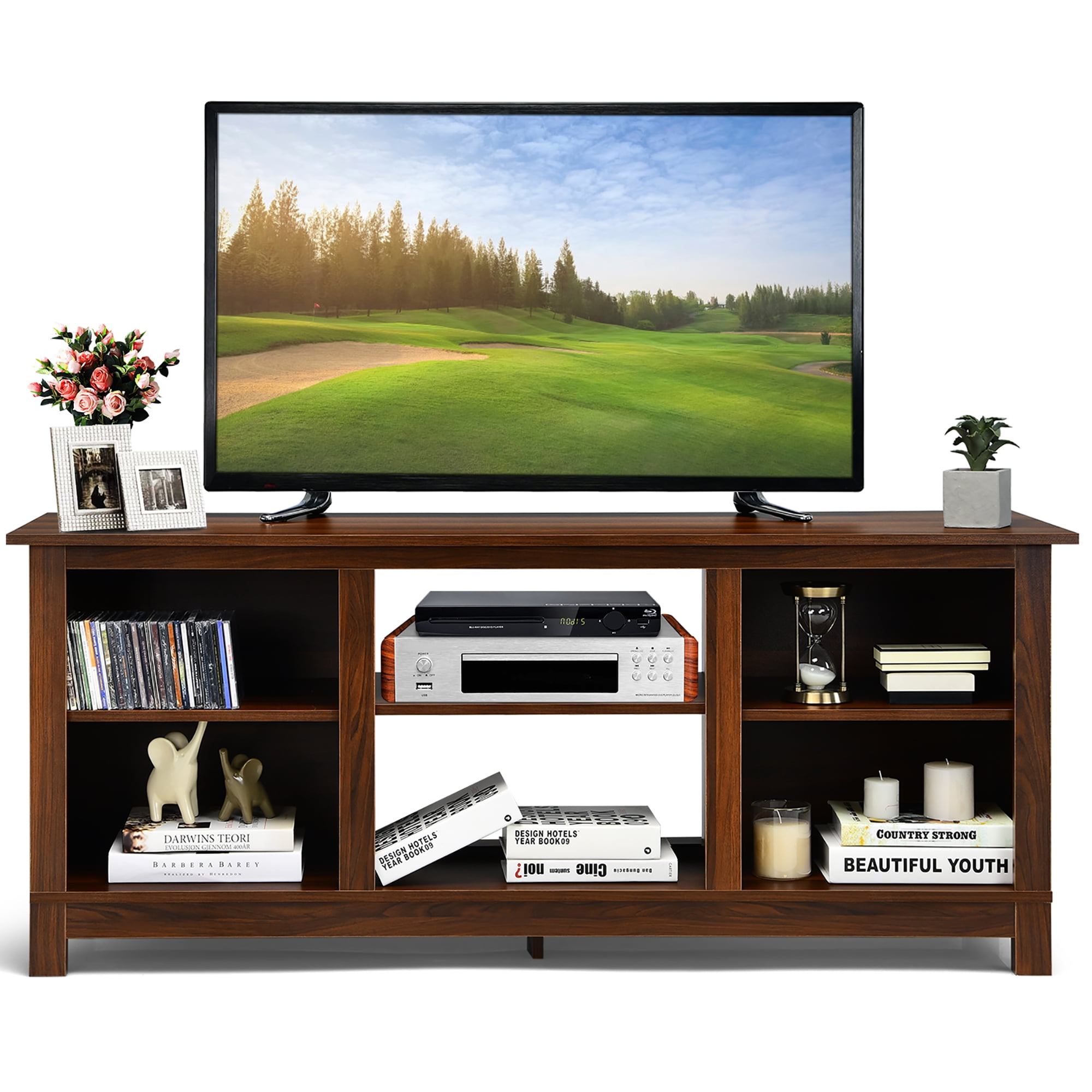 Costway 2Tier 58'' TV Stand Entertainment Media Console Center Up to