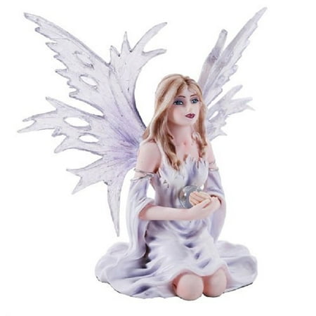 4.5 Inch Fairyland Legends Winter Purple Fairy Winged Fairy with Flowers Statue Figurine