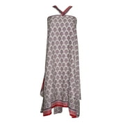 Mogul Reversible Magic Wrap Around Skirt Floral Print Premium Silk Sari Two Layer Sarong Beach Dress