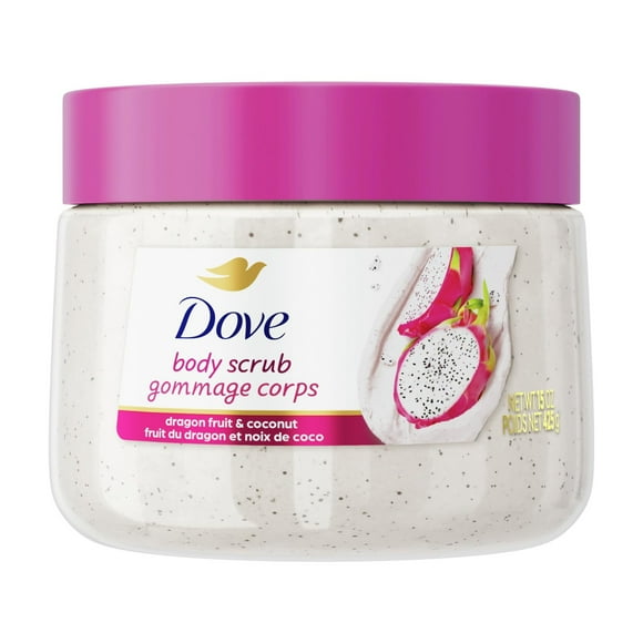 Dove Body Scrub Dragon Fruit & Coconut Cream Body Scrub exfolia y nutre profundamente para una piel suave y radiante, 15 oz