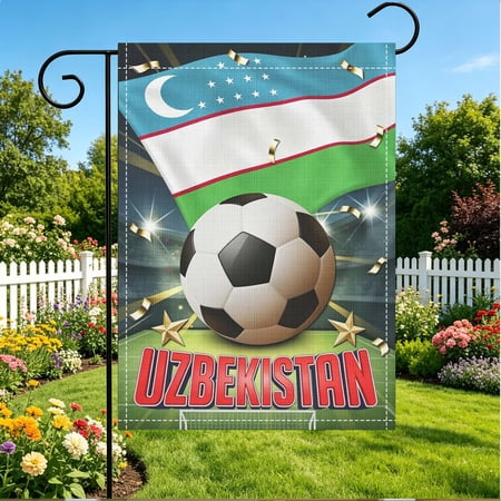 1pc Uzbekistan National Flag Soccer Ball Graphic Garden Flag,Outdoor Lawn Garden Decor Sports Festival Party Decoration,12x18 Inch Without Pole,Thanksgiving & Christmas Gifts