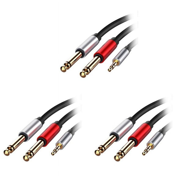 3pcs 3.5mm to Dual 6.5mm Adapter Jack Audio Cable 3.5 to 6.5 AUX Cord 3.5 Jack Splitter for Guitar Mixer Amplifier