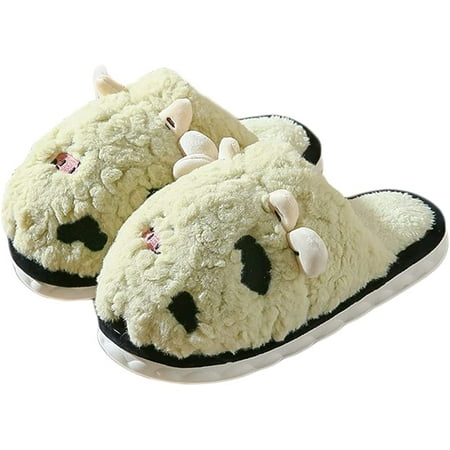 

PIKADINGNIS Funny Cow Slippers for Women Men Warm Cozy Fleece Lined Winter Slippers Non-Slip House Slipper Indoor & Outdoor