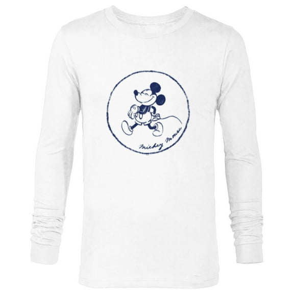 Disney Mickey Mouse Retro Vintage Walking in a Circle - Long Sleeve T-Shirt for Men - Customized-White