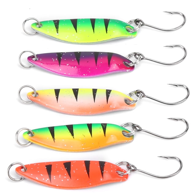 Colorful Metal Hard Lures,5pcs Colorful Walleye Trout Metal Hard Lures Colorful Fishing Spoon Bait Top Tier Quality