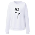 thumbnail image 3 of Cropped Sweatshirts for Women Winter Fall Relaxed Fit Crew Neck Long Sleeve Rolled Drop Shoulder with Pocket Floral Leisure Cotton Top Tops(White,XL), 3 of 3