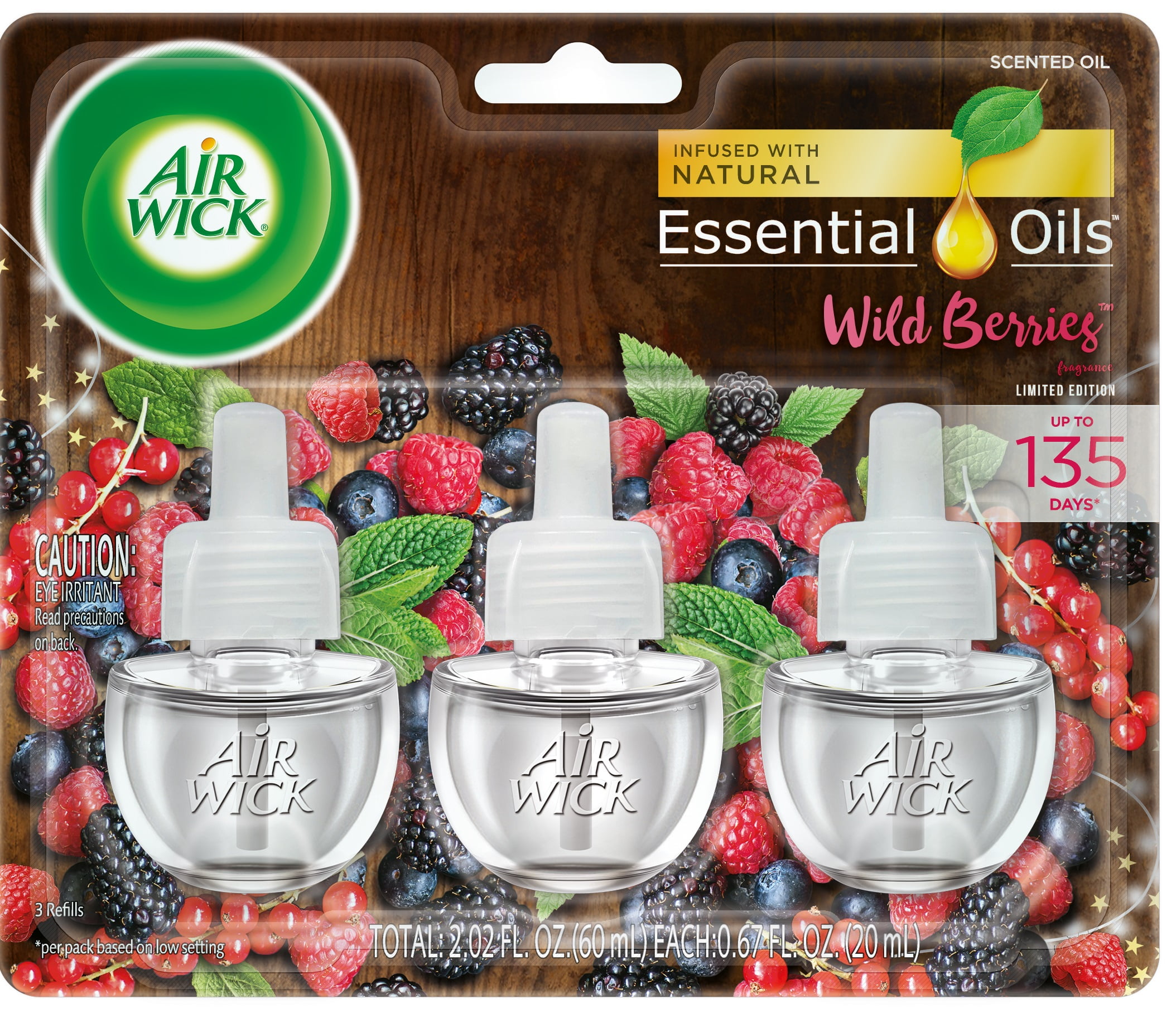 Air Wick Plug in Refill, 3 Ct, Wild Berries, Scented Oil, Air Freshener