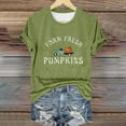 thumbnail image 2 of Womens Tops Fresh Pumpkins Fall Crew Neck Tee Funny Cute Graphic Short Sleeve Shirt Lightweight Breathable Blend Fabric 4Xl Sweaters For Women, 2 of 4