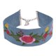 thumbnail image 3 of Collar gargantilla retro de mezclilla con bordado de flores estilo punk gótico para mujer Azul, 3 of 9