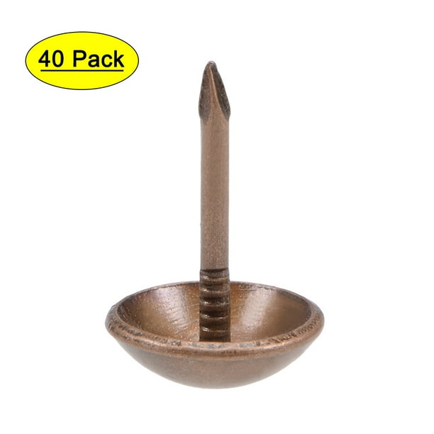 Uxcell 0.43''x0.67'' Clavos de tapicería, tachuelas redondas, alfileres de empuje de pulgar, tono de hierro y cobre, 40 piezas