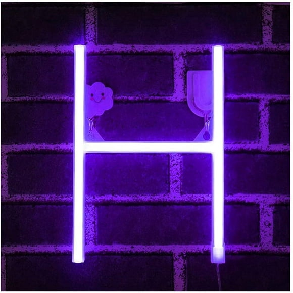 Letter Neon Lights, LED Neon Night Light Neon Lights Wall Decorative Night Light for Kids Bedroom Battery USB Operated Purple