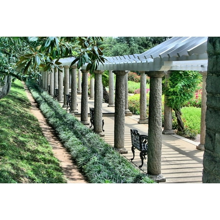 Canvas Print Shade Pergola Benches Wisteria Arbor Walkway Grass