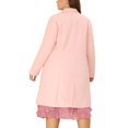 thumbnail image 3 of Unique Bargains Women's Plus Notched Lapel Double Breasted Long Coat Pink 2X, 3 of 6