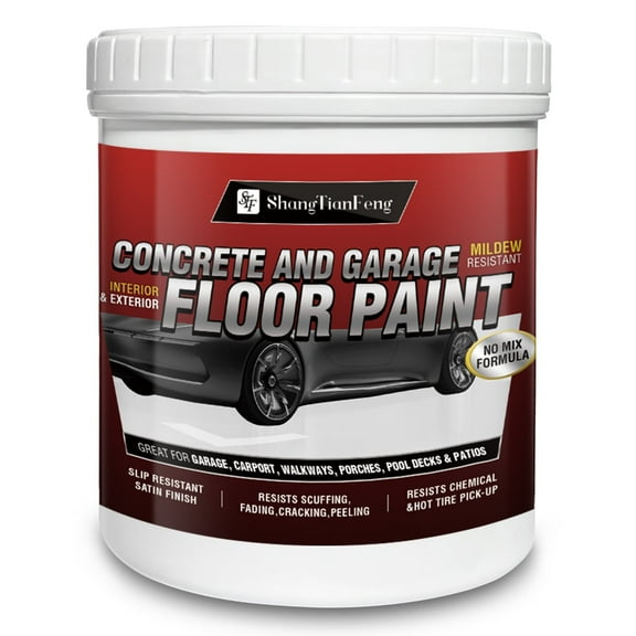 Professional Floor Coating Kit (1 Gallon, White) | Polycuramine Acrylic Epoxy for Concrete | Interior Use on Garages, Basements, Workshops | High Gloss, Durable